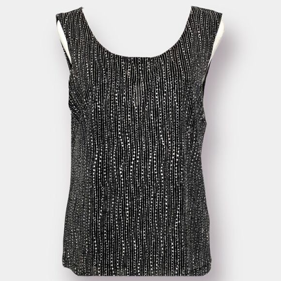 Elegant Evening Tank Cardigan 2 piece Set Black Silver Size L Connected Apparel - Picture 6 of 9